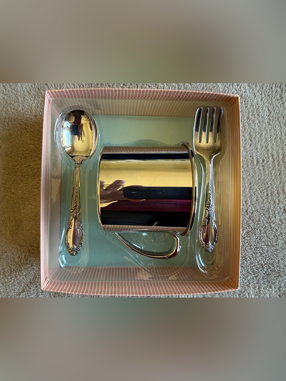 Vintage Oneida Silver Plate 3-Piece Baby Set (Cup, Fork, and Spoon)